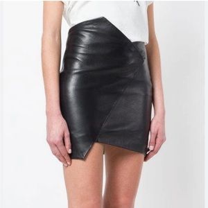 IRO Leather Skirt Asymmetrical Black Size US4 = EU36 Small
